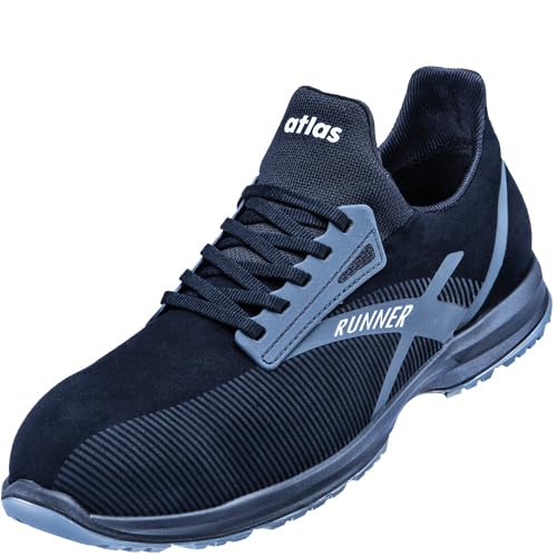 Atlas Sicherheitsschuhe Runner 95 ESD S3 (Mikrofaser, Dämpfungssystem, atmungsaktiv, Funktionsfutter, ESD, Black Grey) Arbeitsschuhe (eu_Footwear_Size_System, Adult, Numeric, medium, Numeric_41) von Atlas