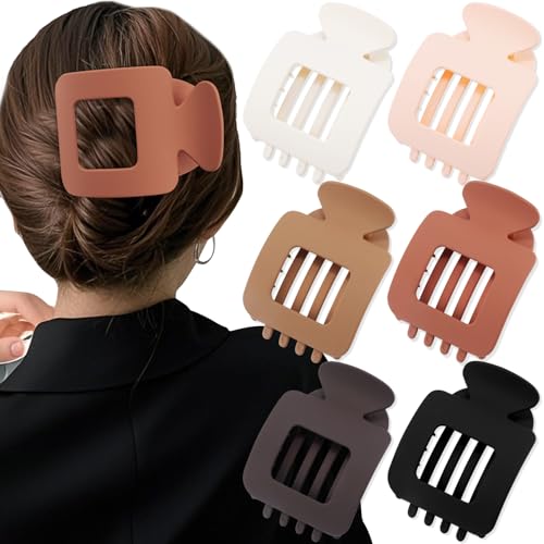 Atoden Flache quadratische Haarspangen, große Haarklammern für dickes, mitteldünnes Haar, rutschfest, starker Halt, französischer Entenschnabel, Zubehör für Damen und Mädchen, matt, einfarbig von Atoden