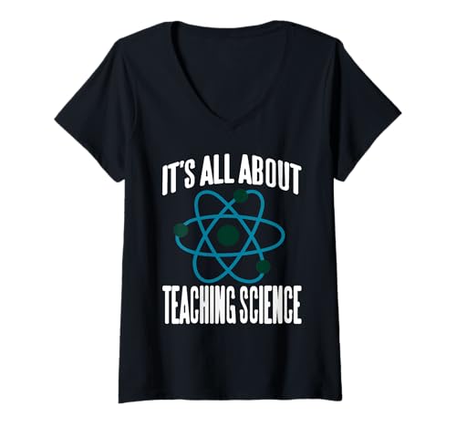 Damen Alles dreht Sich ums Wissenschaft unterrichten T-Shirt mit V-Ausschnitt von Atom Lehrer Klassenzimmer Nerd Humor