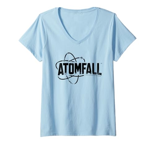 Damen Atomfall Classic Logo mit schwarzem Text T-Shirt mit V-Ausschnitt Damen Atomfall Classic Logo mit schwarzem Text T-Shirt mit V-Ausschnitt von Atomfall