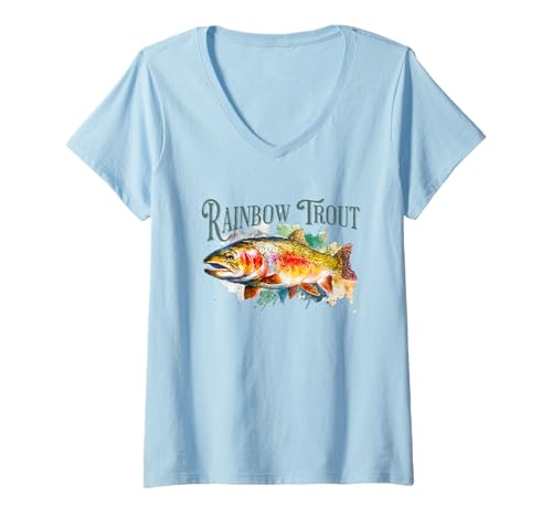 Damen Regenbogen-Forellenangeln Abenteuer Süßwasserangeln T-Shirt mit V-Ausschnitt Damen Regenbogen-Forellenangeln Abenteuer Süßwasserangeln T-Shirt mit V-Ausschnitt von Atomic Gorilla