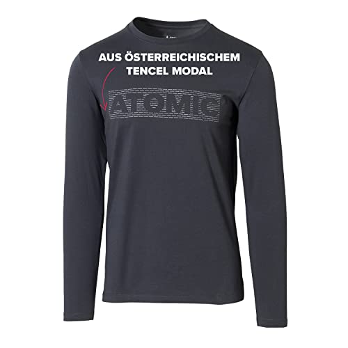 ATOMIC ALPS LS T-SHIRT - Dark Denim - Größe M - Hochwertiges Langarmshirt aus Baumwolle - Longsleeve mit High Density Print & Label im Nacken - Longshirt in klassischer Passform von ATOMIC