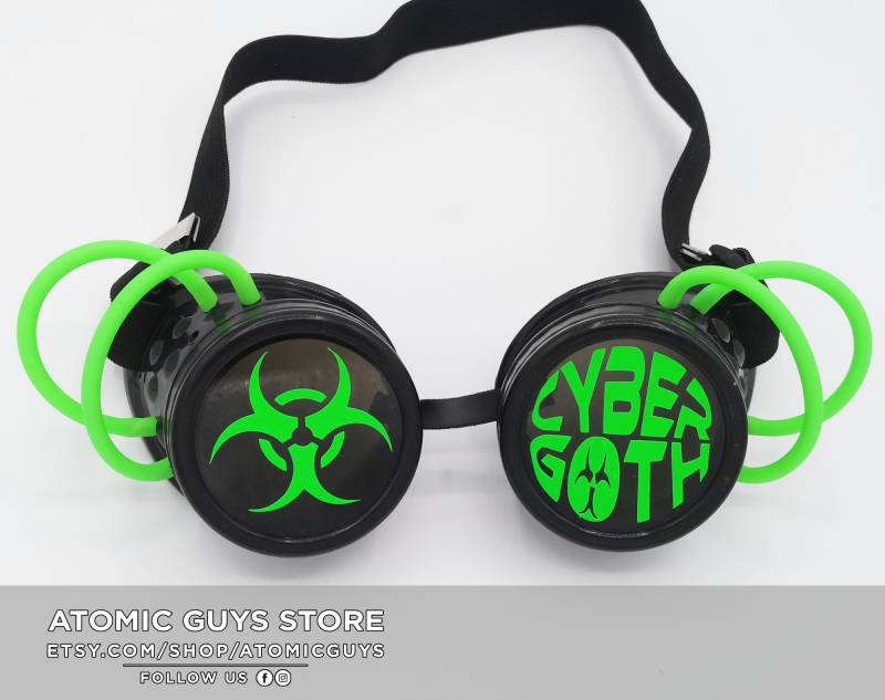 Cybergoth Neon Grün Und Schwarz Schutzbrille Brille Cosplay Cyber Cyberpunk Urban von AtomicGuys