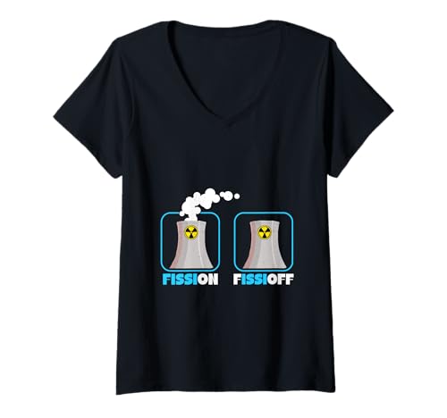 Damen Atom Energie FISSION FISSIOFF Lustiges Aktivist T-Shirt mit V-Ausschnitt Damen Atom Energie FISSION FISSIOFF Lustiges Aktivist T-Shirt mit V-Ausschnitt von Atomkraft TShirt Atom Energie Kernkraft Aktivist