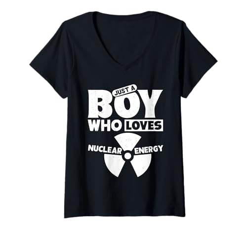 Damen Atom Energie JUST A BOY WHO LOVES NUCLEAR ENERGY Atom T-Shirt mit V-Ausschnitt Damen Atom Energie JUST A BOY WHO LOVES NUCLEAR ENERGY Atom T-Shirt mit V-Ausschnitt von Atomkraft TShirt Atom Energie Kernkraft Aktivist