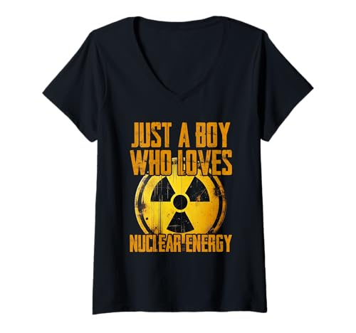 Damen Atom Energie JUST A BOY WHO LOVES NUCLEAR ENERGY Energie T-Shirt mit V-Ausschnitt Damen Atom Energie JUST A BOY WHO LOVES NUCLEAR ENERGY Energie T-Shirt mit V-Ausschnitt von Atomkraft TShirt Atom Energie Kernkraft Aktivist