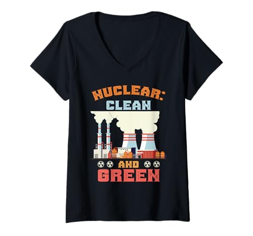 Damen Atom Strom NUCLEAR CLEAN AND GREEN Lustig Aktivisten T-Shirt mit V-Ausschnitt Damen Atom Strom NUCLEAR CLEAN AND GREEN Lustig Aktivisten T-Shirt mit V-Ausschnitt von Atomkraft TShirt Atom Energie Kernkraft Aktivist