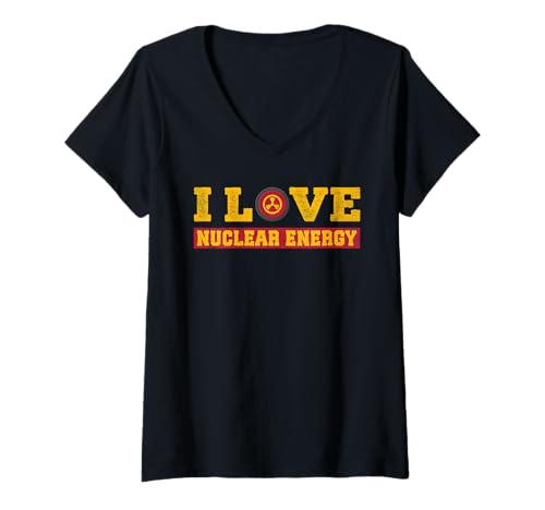 Damen Atomkraft I LOVE NUCLEAR ENERGY Atomkraft T-Shirt mit V-Ausschnitt Damen Atomkraft I LOVE NUCLEAR ENERGY Atomkraft T-Shirt mit V-Ausschnitt von Atomkraft TShirt Atom Energie Kernkraft Aktivist