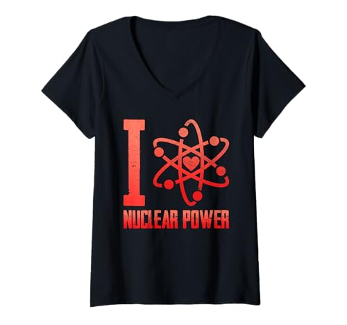 Damen Atomkraft I LOVE NUCLEAR POWER Atomkraft T-Shirt mit V-Ausschnitt Damen Atomkraft I LOVE NUCLEAR POWER Atomkraft T-Shirt mit V-Ausschnitt von Atomkraft TShirt Atom Energie Kernkraft Aktivist