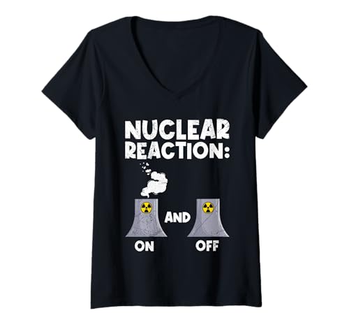 Damen Atomkraft NUCLEAR ON NUCLEAR OFF Lustiges Aktivisten T-Shirt mit V-Ausschnitt Damen Atomkraft NUCLEAR ON NUCLEAR OFF Lustiges Aktivisten T-Shirt mit V-Ausschnitt von Atomkraft TShirt Atom Energie Kernkraft Aktivist