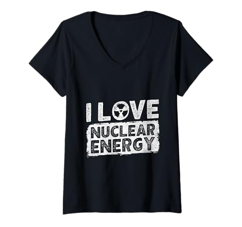 Damen Kernkraft I LOVE NUCLEAR ENERGY LUSTIG Atomkraft T-Shirt mit V-Ausschnitt von Atomkraft TShirt Atom Energie Kernkraft Aktivist
