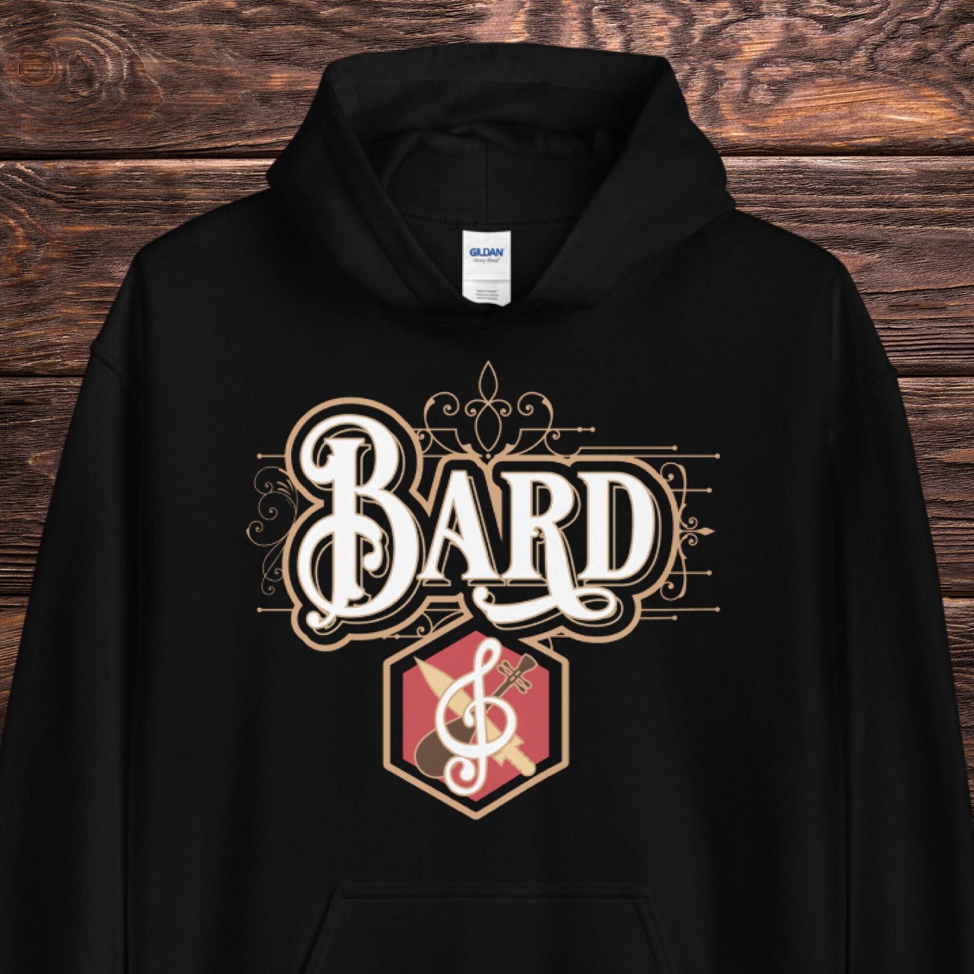 D & Bard Hoodie, Vintage Schrift Dungeons Und Drachen Kapuzen Sweatshirt Für Männer Oder Frauen, Dnd Geschenk Spieler, Charakter Pullover von AtomzFamilyGaming