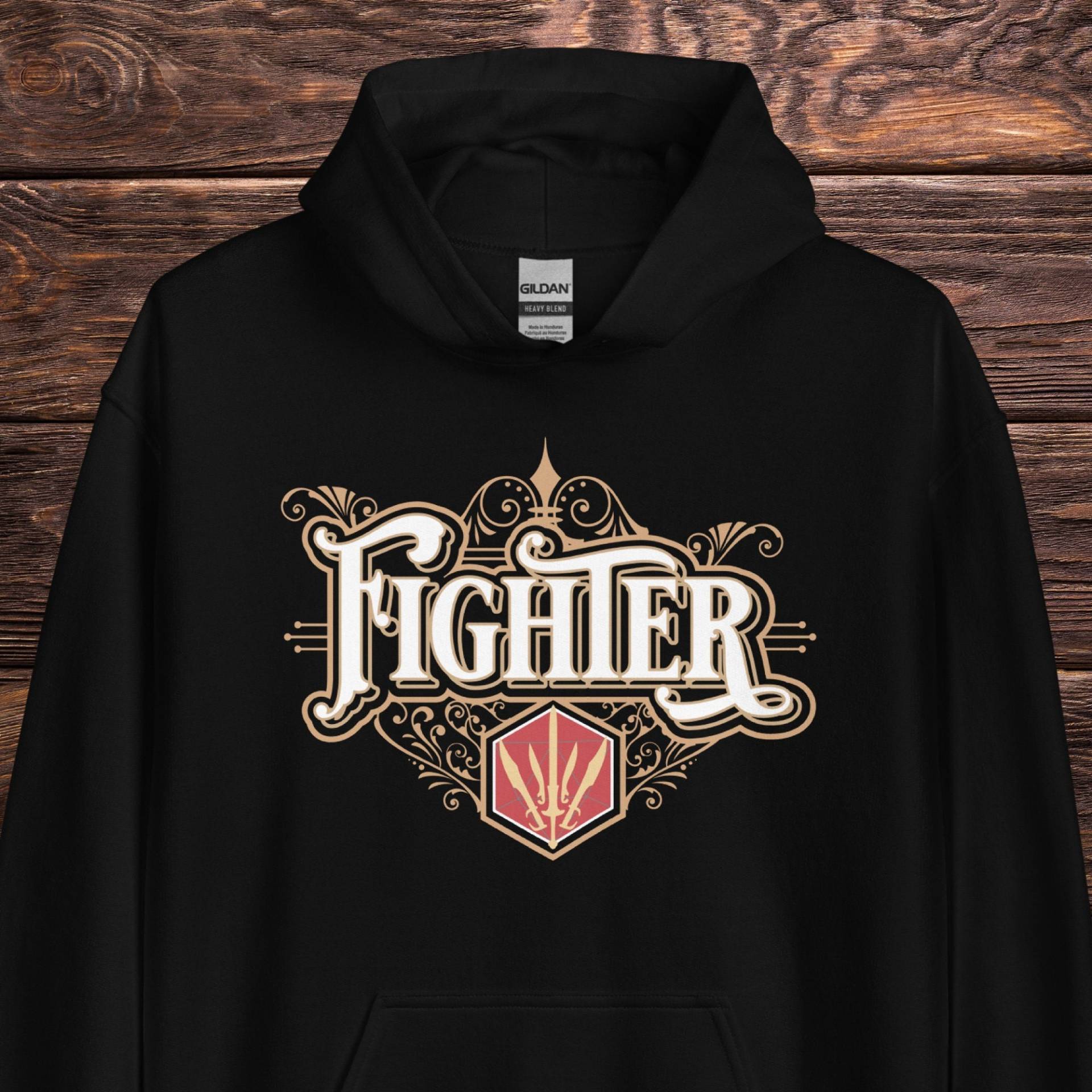 D & Kämpfer Hoodie, Vintage Schrift Dungeons Und Drachen Kapuzen Sweatshirt Für Männer Oder Frauen, Dnd Geschenk Spieler, Charakter Pullover von AtomzFamilyGaming