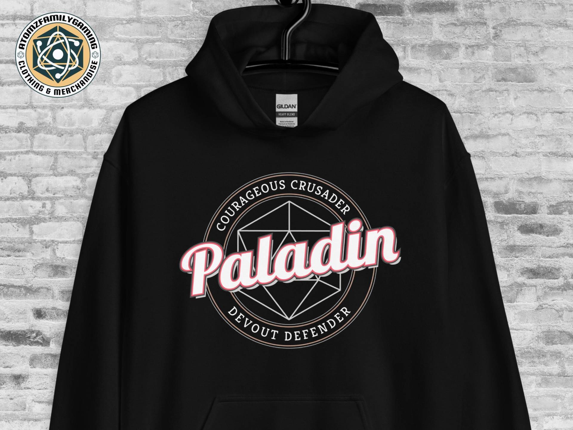 D & Paladin Hoodie, Dungeons & Dragons Hooded Sweatshirt Für Männer Oder Frauen, Dnd Geschenk Spieler, Comfy Und Character Pullover von AtomzFamilyGaming