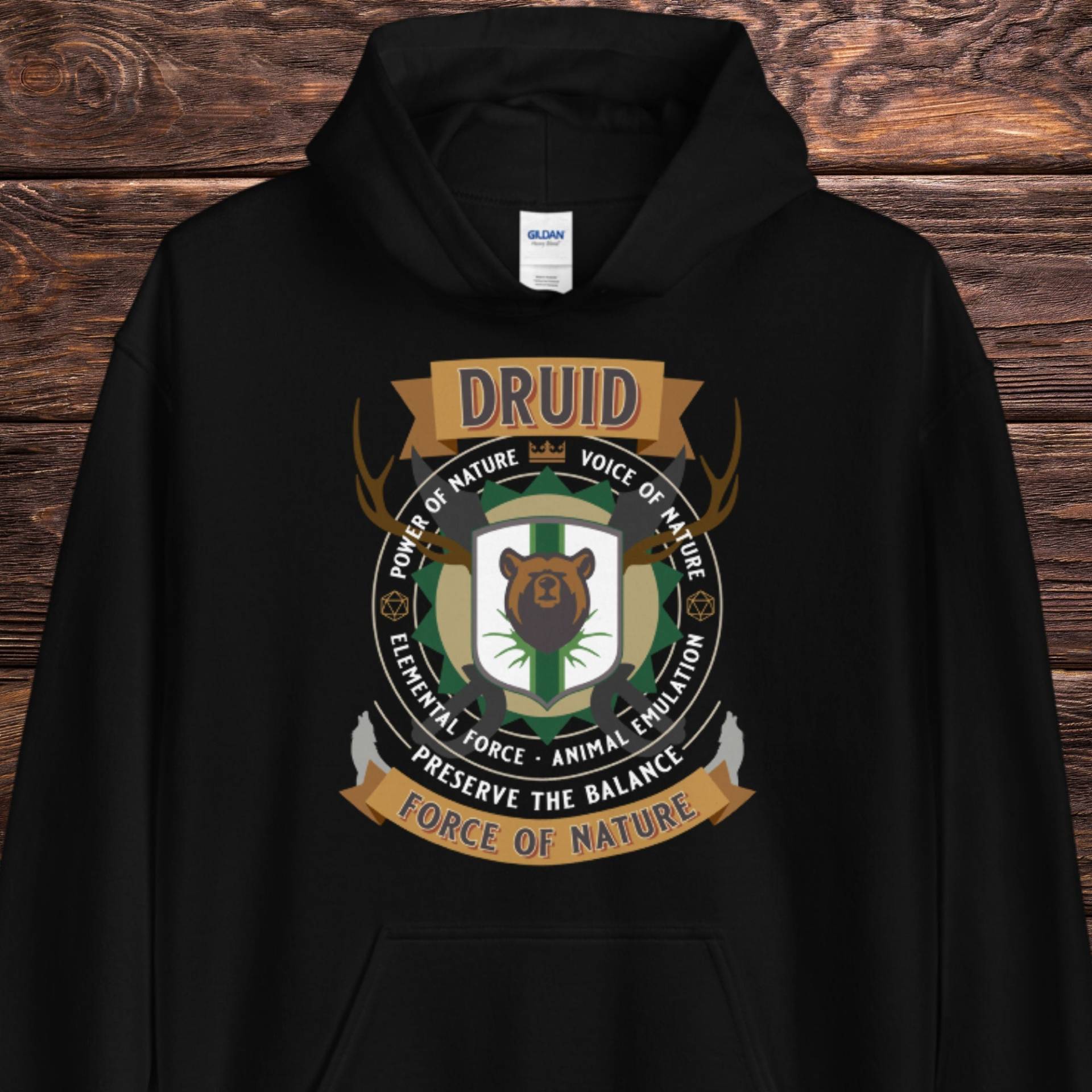 D&d Druid Hoodie, Dungeons & Dragons Kapuzen-Sweatshirt Für Männer Oder Frauen, Dnd Geschenk Spieler, D Und Charakter Emblem Pullover von AtomzFamilyGaming