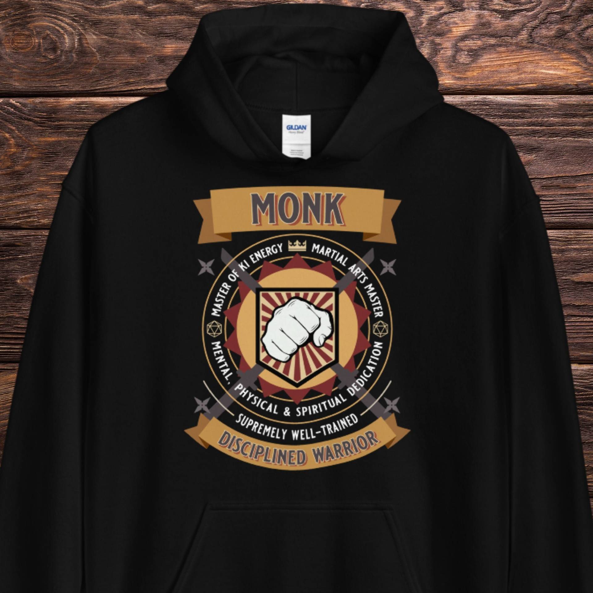 D&d Monk Hoodie, Dungeons & Dragons Kapuzen-Sweatshirt Für Männer Oder Frauen, Geschenk Spieler, D Und Charakter Emblem Pullover von AtomzFamilyGaming