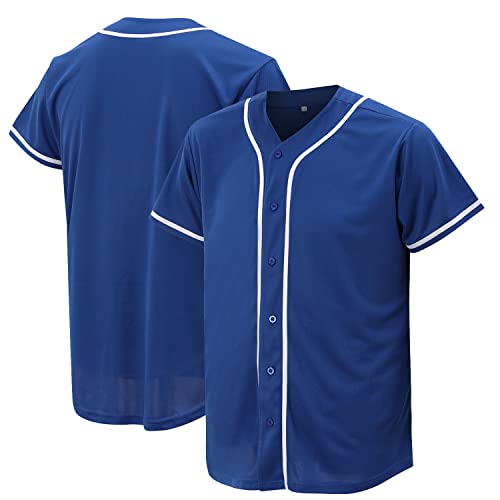 Baseball-Trikot für Damen und Herren, Baseball-Shirts für individuelle Knopfleiste, Hipster-Hip-Hop-Sportuniformen, Blau, XX-Large von Atonmore