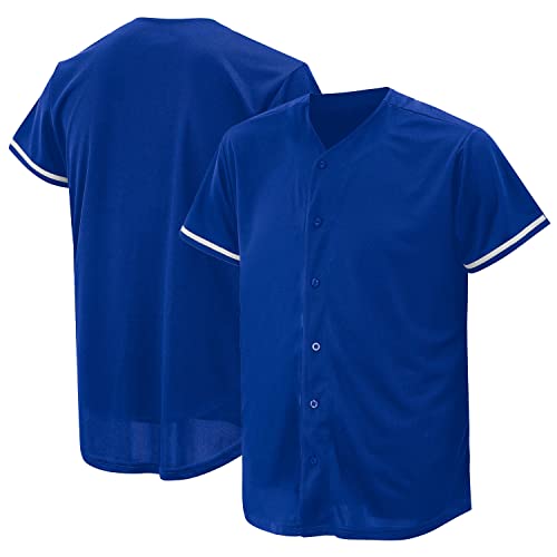 Baseball-Trikot für Damen und Herren, Baseball-Shirts für individuelle Knopfleiste, Hipster-Hip-Hop-Sportuniformen, Neu, blau, Mittel von Atonmore