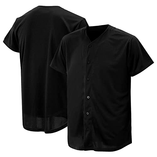 Baseball-Trikot für Damen und Herren, Baseball-Shirts für individuelle Knopfleiste, Hipster-Hip-Hop-Sportuniformen, new black, XL von Atonmore