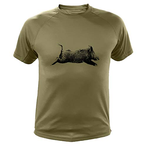 Jagd T Shirt Jagd Geschenke Wildschwein (L,305, Grün) von AtooDog