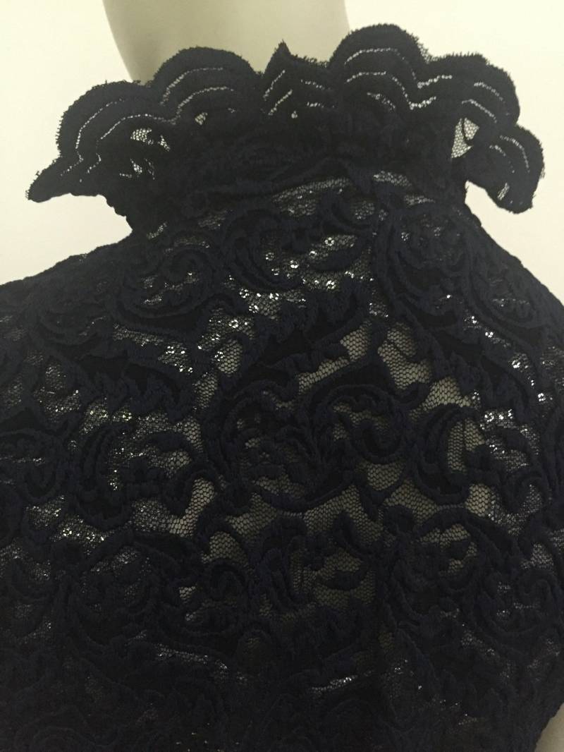 Blaue Spitze-Kurzarm-Bolero-Jacke. Freizeitkleidung Top von Atooda