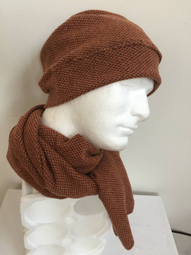 Gentleman Rustikale Stricken Slouchy Hut Und Schal Set. Herren Gemusterte Mütze Schal. Gedämpfte Koralle Wintermütze Geschenke Für H von Atooda