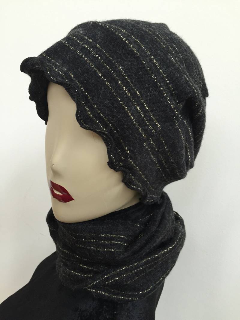 Silber Streifen Lässige Mütze Und Schal Für Frauen Set. Damen Chic Trendy Beanie Mützen Schals. Einheitsgröße. Urlaub, Geschenke Sie von Atooda