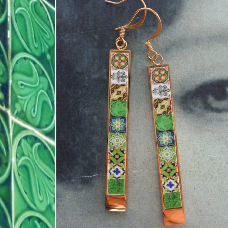 Grüne Ohrringe Bar Tile Streichholz Atrio Portugal Azulejo Antique Reversible Edelstahl Leicht Schiffe Aus Den Usa 2 Optionen von Atrio