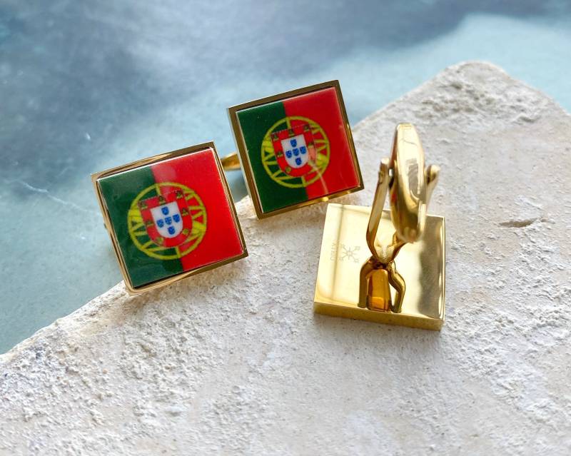 Manschettenknöpfe Portugal Portugiese Flagge Erbe Luso American Portugues Geschenk Für Ihn Vater Pai Papa Gold Oder Silber Edelstahl von Atrio