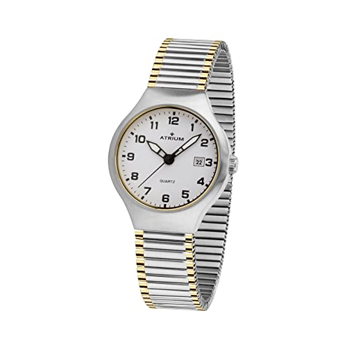 Atrium Damen-Armbanduhr Analog Quarz Edelstahl 5 bar Datum Leuchtzeiger Flexband Bicolor A27-64 von Atrium