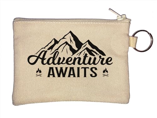 Adventure Awaits Mountain Fire Schlüsselanhänger Münzbörse Beige, beige, Einheitsgröße von Atspauda