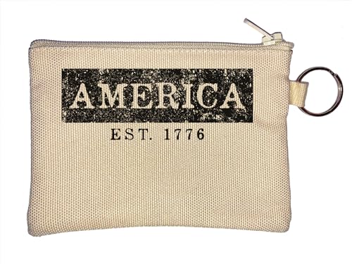 America Est 1776 Schlüsselanhänger Münzbörse Beige, beige, Einheitsgröße von Atspauda