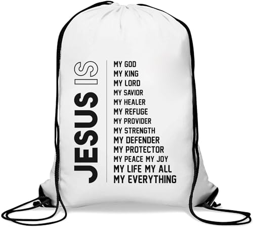 Atspauda Jesus Is My God My King My Lord My Saviour Gym Sack Casual Drawstring Bag White, weiß, Einheitsgröße von Atspauda