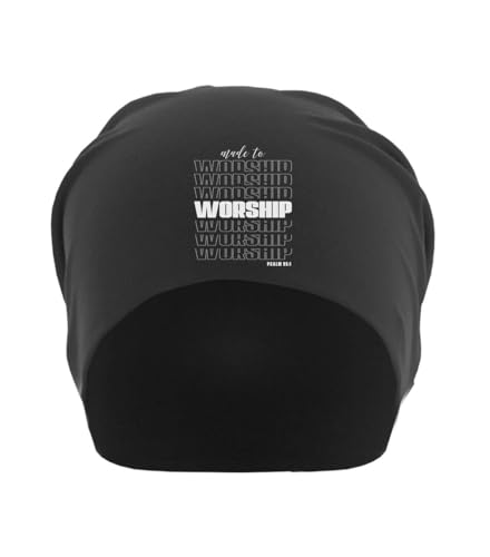 Atspauda Made to Worship Psalm 95 1 Unisex dünne Baumwolle Slouch Beanie schwarz, Schwarz , Einheitsgröße von Atspauda