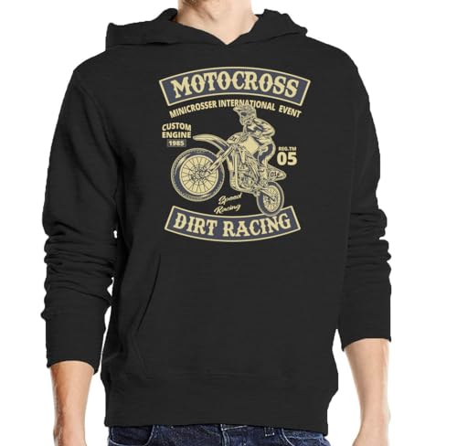 Atspauda Motocross Dirt Racing Unisex Baumwollmischung Kapuzenpullover Hoodie Schwarz, Schwarz , M von Atspauda