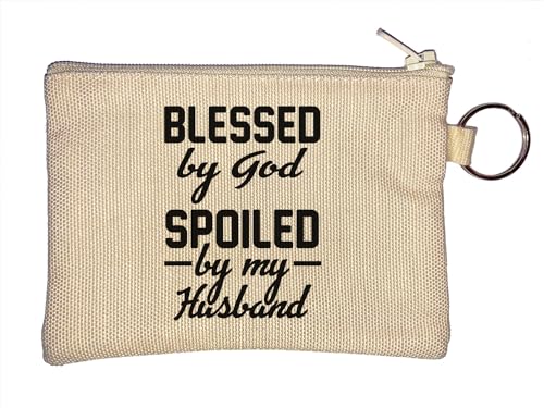 Blessed by God Spoiled by My Husband Schlüsselanhänger Münzbörse Beige, beige, Einheitsgröße von Atspauda