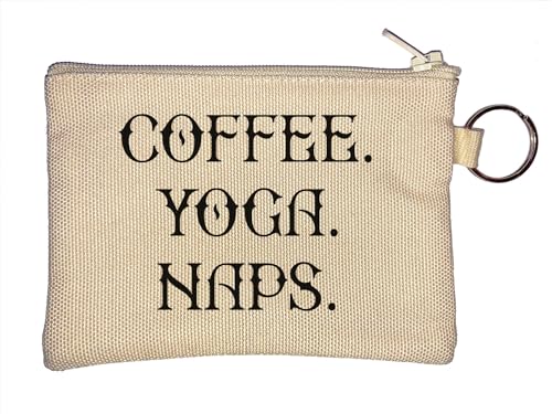 Coffee Yoga Naps Schlüsselanhänger Münzbörse Beige, beige, Einheitsgröße von Atspauda