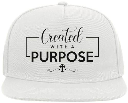 Created with A Purpose Christian Art Snapback Flat Visor Cotton Blend Cap White, weiß, Einheitsgröße von Atspauda