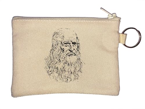 Da Vinci Selbstporträt Schlüsselanhänger Münzbörse Beige von Atspauda