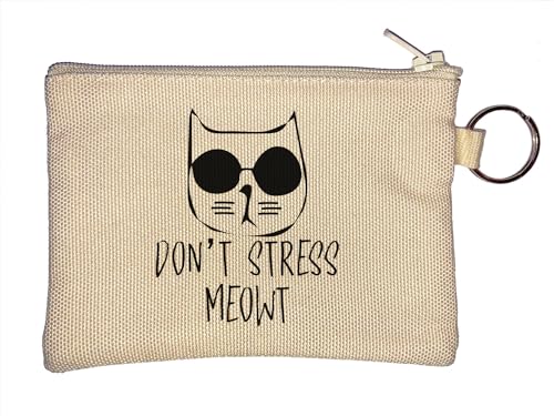 Don't Stress Meowt Cat Sketch Schlüsselanhänger Münzbörse Beige, beige, Einheitsgröße von Atspauda