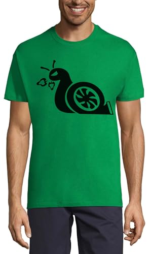 Drag Racing Turbo Snail Lustig Niedlich Turbolader Rundhals Baumwolle Herren T-Shirt Kelly Green, kelly green, XL von Atspauda