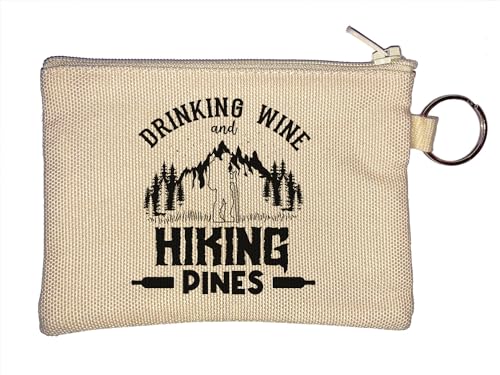 Drinking Wine and Hiking Pines Schlüsselanhänger Münzbörse Beige, beige, Einheitsgröße von Atspauda