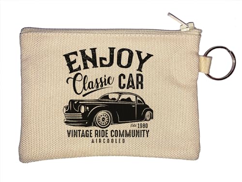 Enjoy Classic Car Vintage Ride Community luftgekühlter Schlüsselanhänger Münzbörse Beige, beige, Einheitsgröße von Atspauda