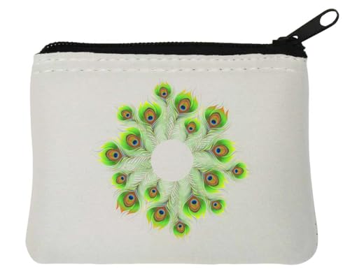 Geldbörse aus Neopren, Motiv: Pfau, bunte Federn, Mandala-Stil, 10 x 11 cm, Weiß, weiß, Einheitsgröße Geldbörse aus Neopren, Motiv: Pfau, bunte Federn, Mandala-Stil, 10 x 11 cm, Weiß, weiß, Einheitsgröße von Atspauda