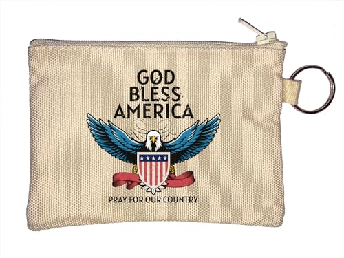 God Bless America Pray for Our Country Weißkopfseeadler Schlüsselanhänger Münzbörse Beige, beige, Einheitsgröße von Atspauda