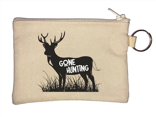 Gone Hunting Deer Silhouette Schlüsselanhänger Münzbörse Beige, beige, Einheitsgröße von Atspauda