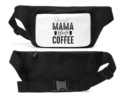Grand Mama Loves Coffee Unisex Hüfttasche schwarz, Schwarz , Einheitsgröße von Atspauda