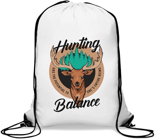 Hunting Has The Potential to One's Entire Being Balance Gym Sack Casual Drawstring Bag White, weiß, Einheitsgröße von Atspauda