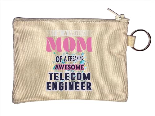 I'm A Proud Mom of A Freaking Awesome Telecom Engineer Computer Science Graphic Schlüsselanhänger Münzbörse Beige, beige, Einheitsgröße von Atspauda