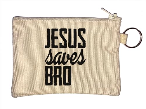 Jesus Saves Bro Graphic Schlüsselanhänger Münzbörse Beige, beige, Einheitsgröße von Atspauda